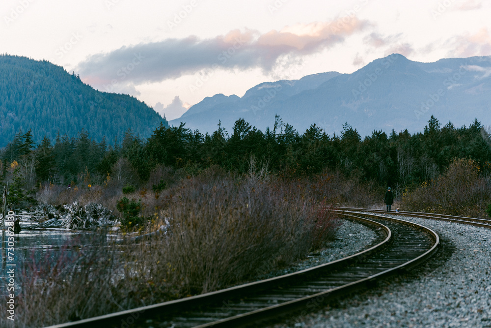 Fototapeta premium Railway in Squamish in British Columbia, Canada during Winter