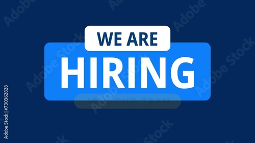 creative animation text video we are hiring join our team on blue background