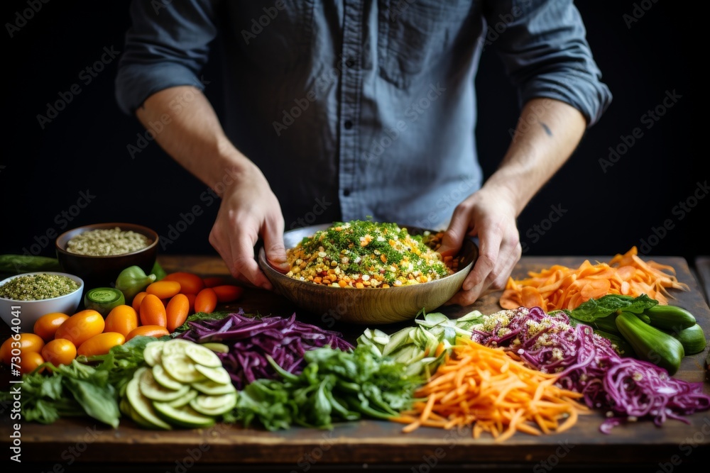 Kitchen prep. knife, veggies, fruits for healthy snack, nutrition recipe, organic vegan diet