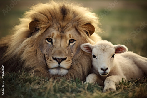 Lion and Lamb created with Generative AI technology