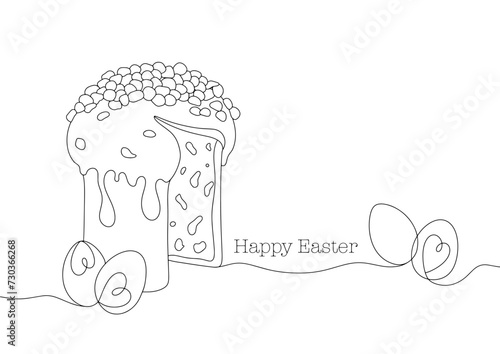 Easter. Easter cake. Eggs. One line