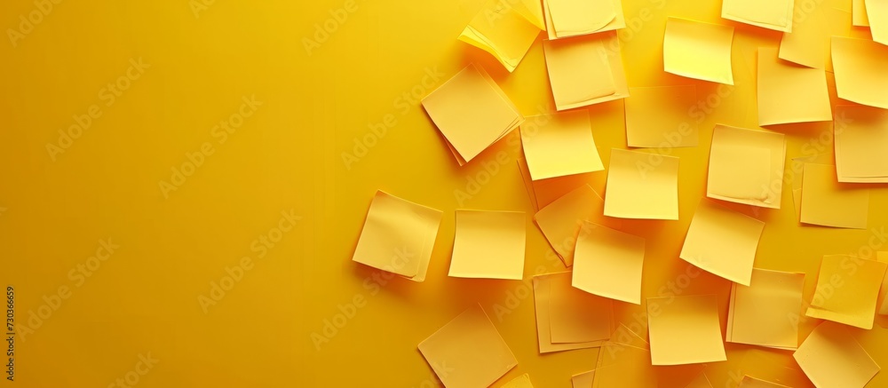 Yellow isolated office board with post-it notes and space for copying.