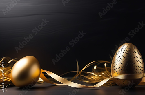 Elegant stylish, Easter background, gold and black easter decor