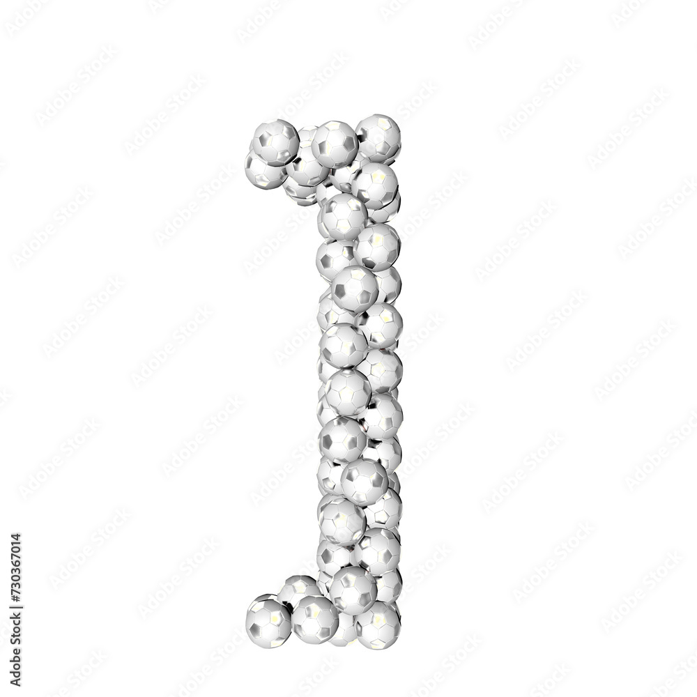 Symbol made from silver soccer balls Symbol made from silver soccer balls