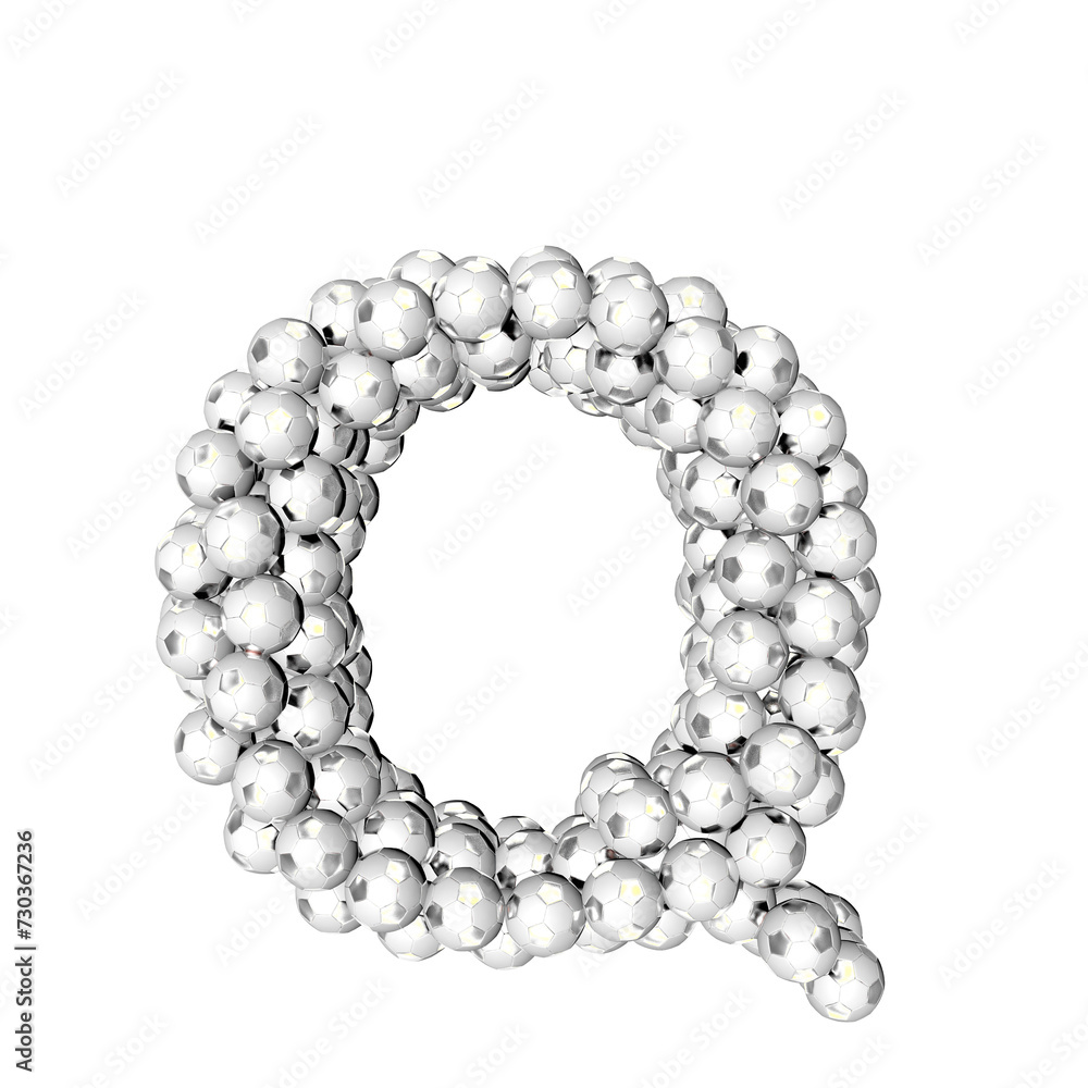 Obraz premium Symbol made from silver soccer balls. letter q