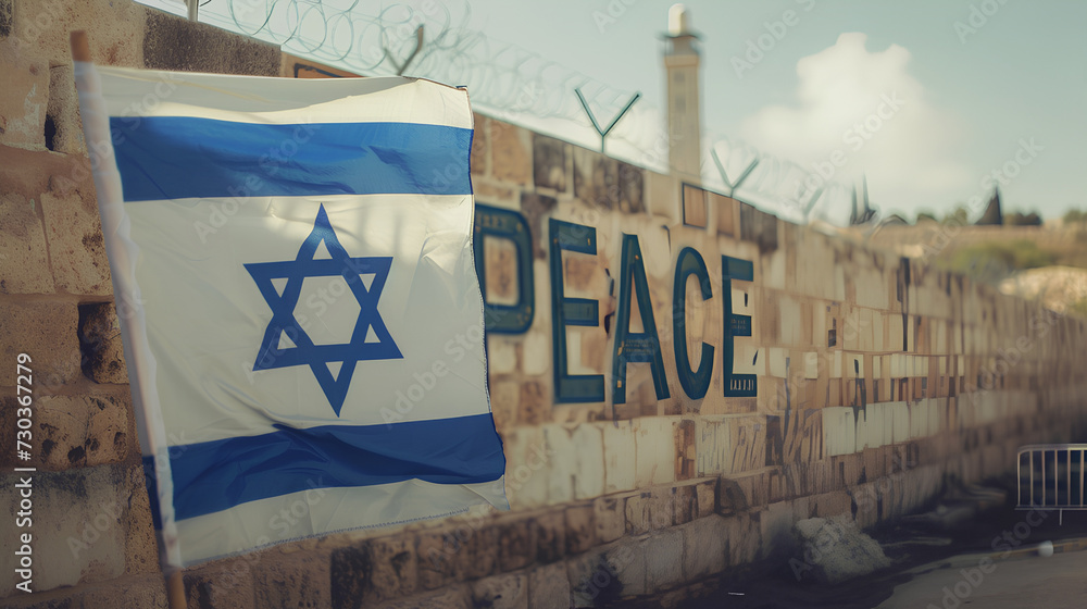 Fototapeta premium Israeli flag with the word