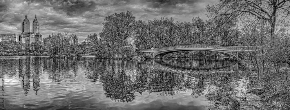 Bow bridge in black and white