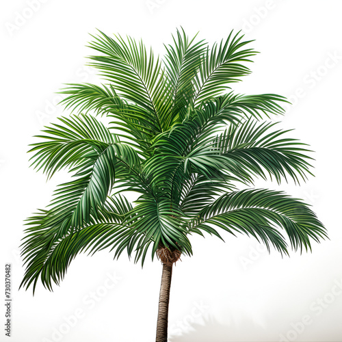 Young growing palm tree  white background isolated 