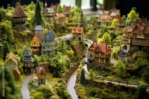 Intricate Miniature model town. Architecture model. Generate Ai