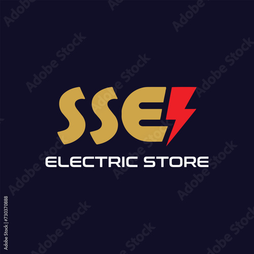 letters sse electric thunderbolt logo design vector photo
