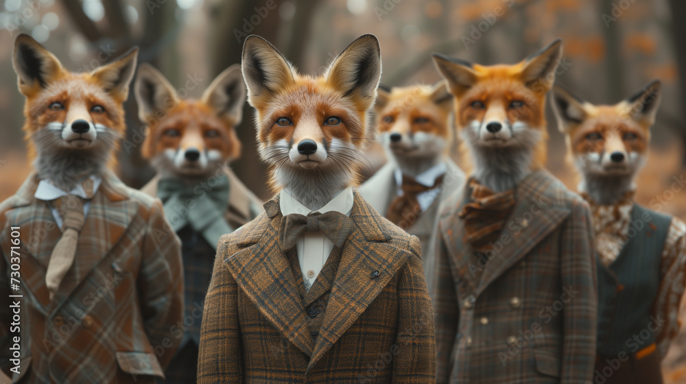 fashionable fox socializing outdoors fashionable fox socializing outdoors