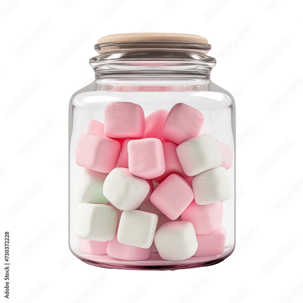 3d marshmallow in a jar isolated on transparent background, png 3d marshmallow in a jar isolated on transparent background, png
