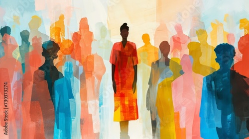 Portrait of African American women and men in a collage. Individual standing confidently in a diverse and inclusive community  surrounded by people of different backgrounds and cultures.