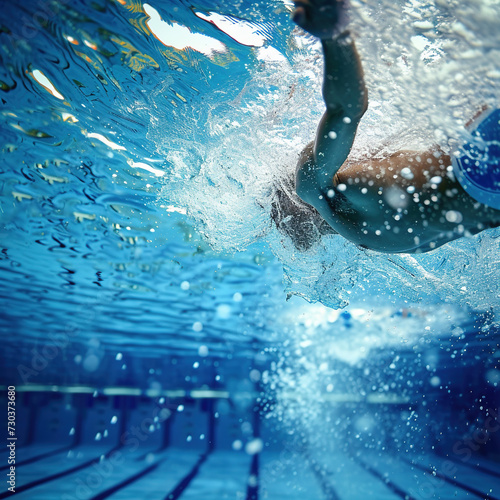 swimmer diving into Olympic pool