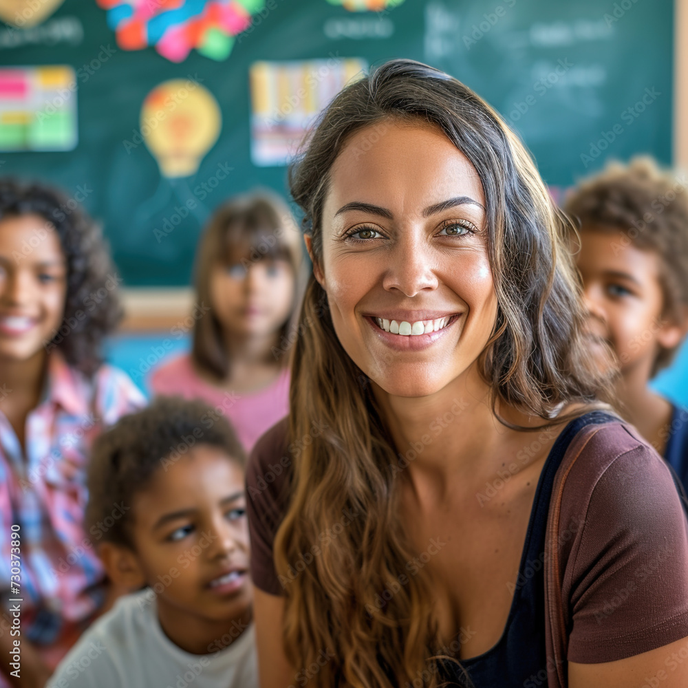 Obraz premium Teacher, classroom, educational materials, interactive teaching, chalkboard