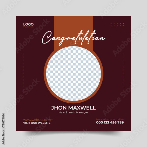  job congratulation social media post. dgital agency promotion post.  business flyer template design photo