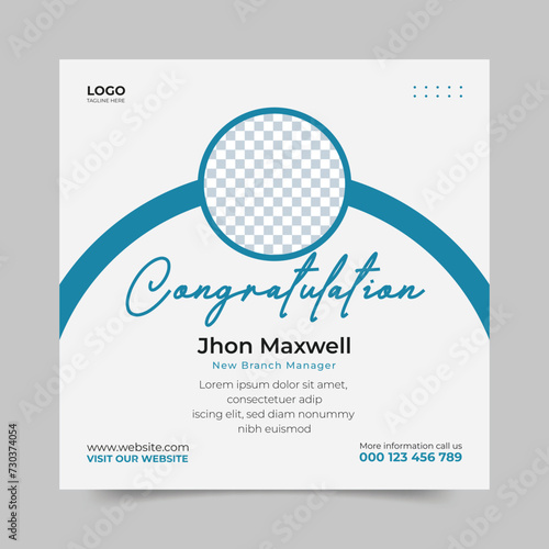 job congratulation social media post. dgital agency promotion post. business flyer template design. congratulation social media template design ehite and blue post design