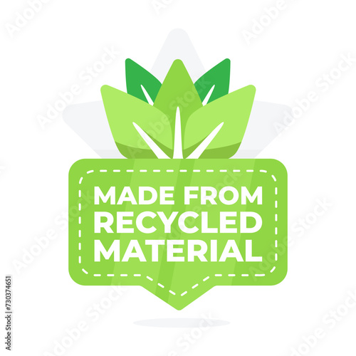 Green badge signifying the use of recycled material in product manufacturing