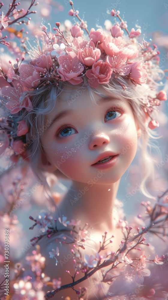A little girl with a flower crown on her head A little girl with a flower crown on her head