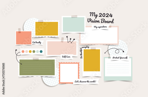 Vector photo collage template moodboard pictures grids vector illustration, vision board	