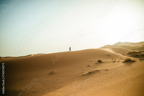 Dune landscape in the desert Erg Chebbi, morocco. photo