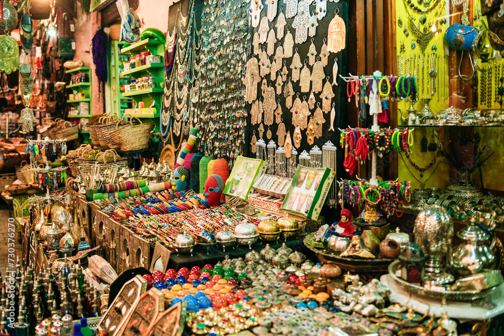 Souvenir stall in Marrakech, Morocco