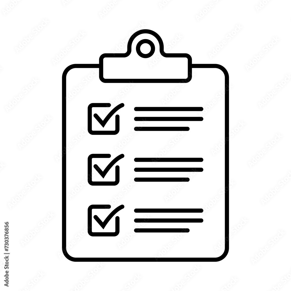 Clipboard line icon. Checklist outline icon symbol for web site and app design. Expanded stroke. Clipboard line icon. Checklist outline icon symbol for web site and app design. Expanded stroke.
