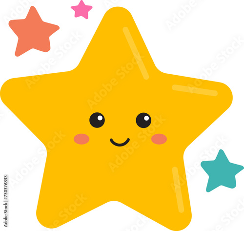 Cute star for baby in kawaii style. Smiling little star. Good night and sweet dreams. Nursery element, decoration for baby invitation, card, gender review party, baby shower.