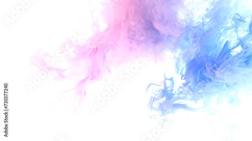 Blue and Pink Smoke in the Air on a White Background
