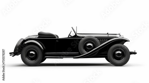 A retro black car on a white background, isolated © Orxan