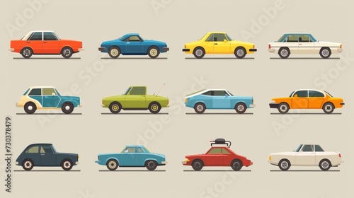 Car Flat Icon Set