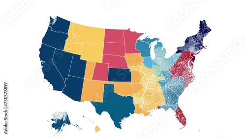 map highlighting different constituencies with varying colors to indicate political leanings, symbolizing the geographical diversity of political opinions