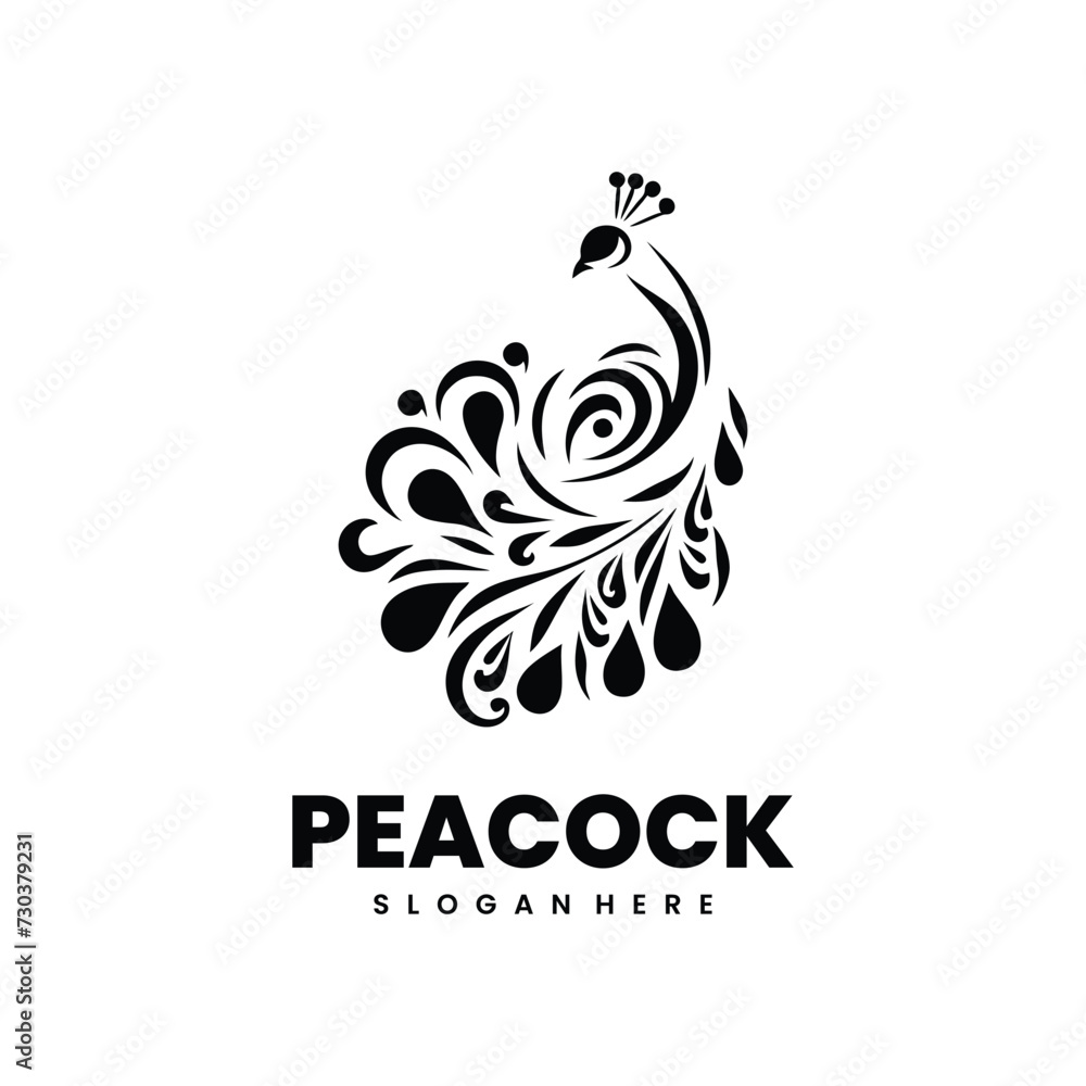 peacock design silhouette logo