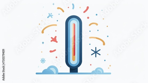 A vector illustration of a cold weather thermometer icon on a white background. This flat web design element is suitable for websites, apps, or infographics materials photo