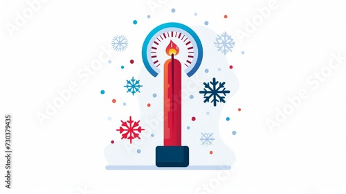 A vector illustration of a cold weather thermometer icon on a white background. This flat web design element is suitable for websites, apps, or infographics materials photo