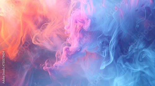 Dreamy Swirl of Pink, Orange, and Blue Smoke