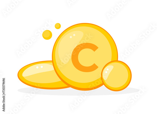 Vitamin C effervescent supplement tablets illustration for immune boosting and antioxidant support