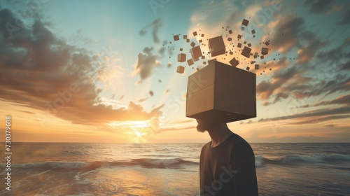 A conceptual image representing freedom of mind and unconventional thinking, symbolizing the ability to think outside the box photo