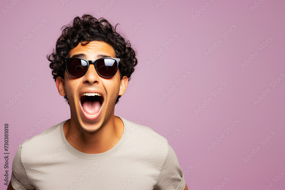 cool honed model joy happy success yes portrait adult male photogenic hispanic boy Young handsome man wearing sunglasses isolated background afraid shocked surprise expression fear excited face cool honed model joy happy success yes portrait adult male photogenic hispanic boy Young handsome man wearing sunglasses isolated background afraid shocked surprise expression fear excited face