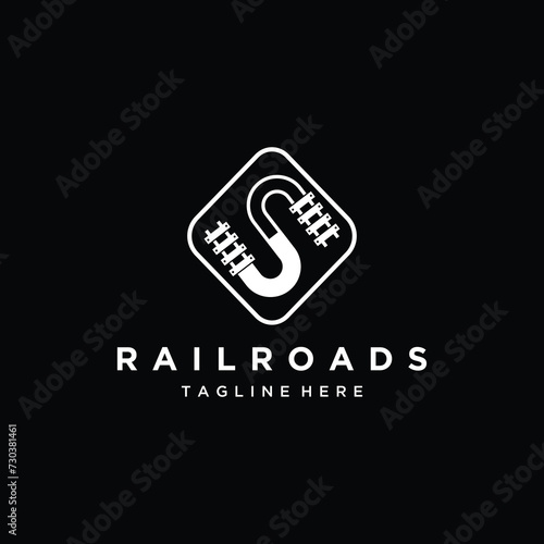 Letter S Hexagon With Railroads Logo