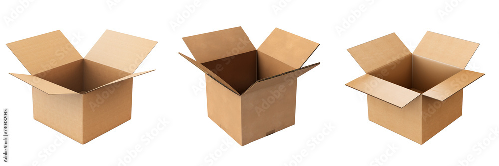 Set of a Opened paper box isolated on a Transparent Background Set of a Opened paper box isolated on a Transparent Background