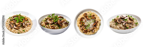 Set of a Mushroom Risotto Isolated on a Transparent Background