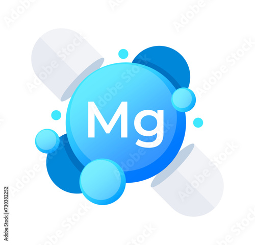 Magnesium Mg element visualized with serene blue spheres in modern vector illustration
