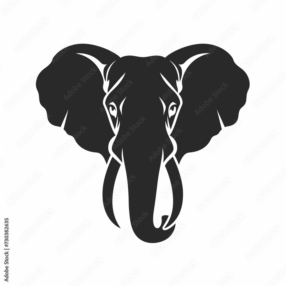 Elephant head silhouette, flat logo, no color Elephant head silhouette, flat logo, no color