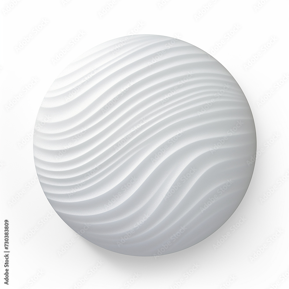 Close-Up View of a Simple Gray Round Object With Wave Pattern on a Solid White Background Created With Generative AI Technology Close-Up View of a Simple Gray Round Object With Wave Pattern on a Solid White Background Created With Generative AI Technology