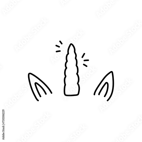 Unicorn horn with ears and sparkles