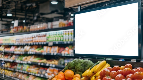 Blank white supermarket sign generate ai