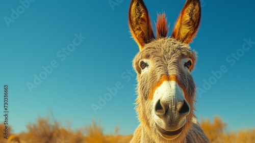 The cute donkey looks curiously © senadesign