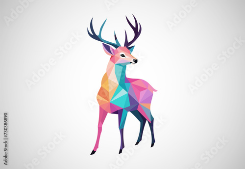 Geometric Deer Colorful Logo. Deer Logo Design Vector illustration.