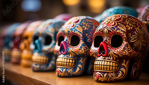 Mexican culture celebrates Day of the Dead with ornate decorations generated by AI